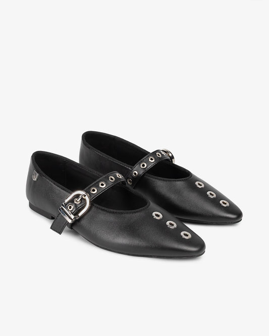 Bailarina de Piel Negra con Hebilla Luzetta