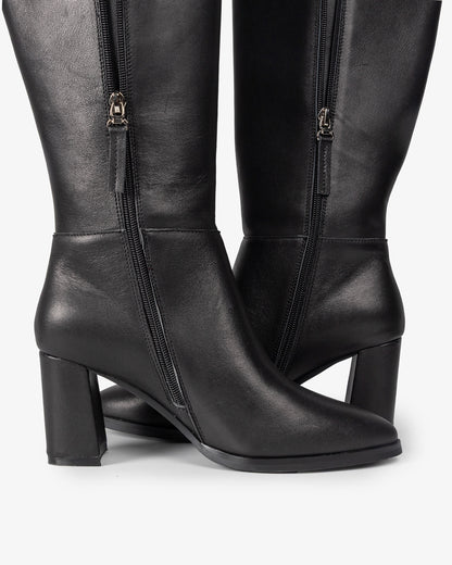 Sinnara Black Leather High Boot