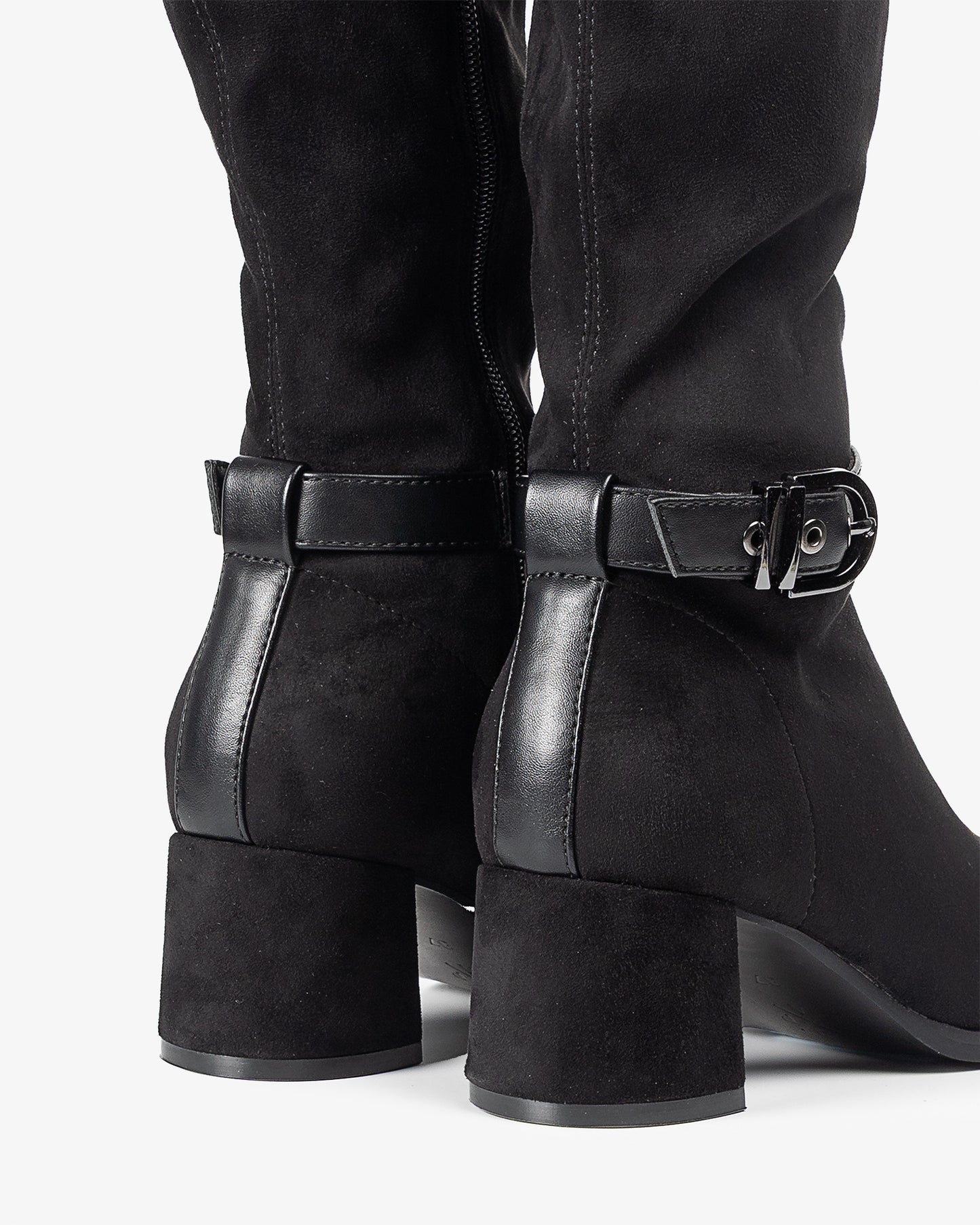 Black Suede Flare High Boot