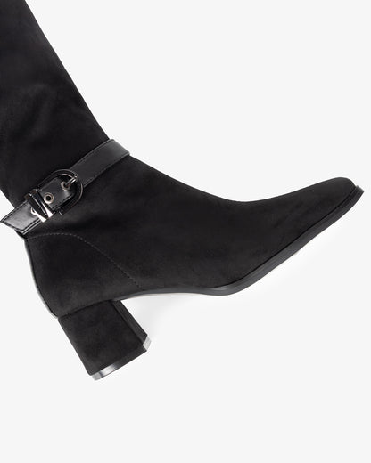 Black Suede Flare High Boot