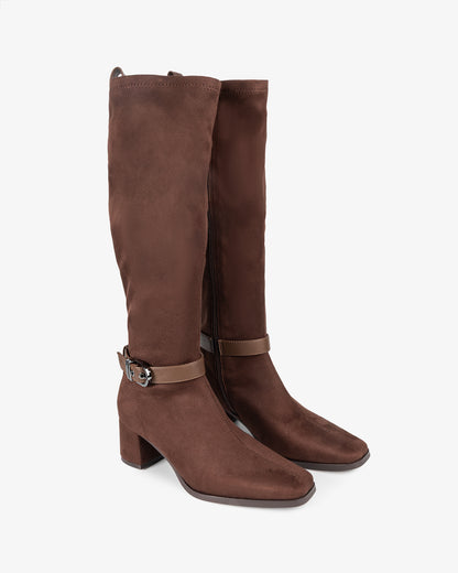 Flare Brown Suede High Boot
