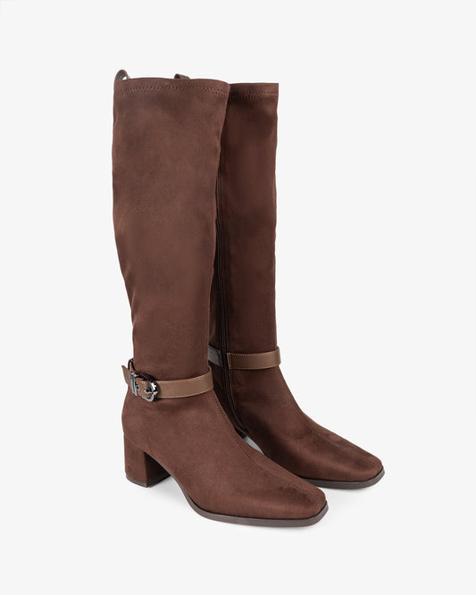 Flare Brown Suede High Boot