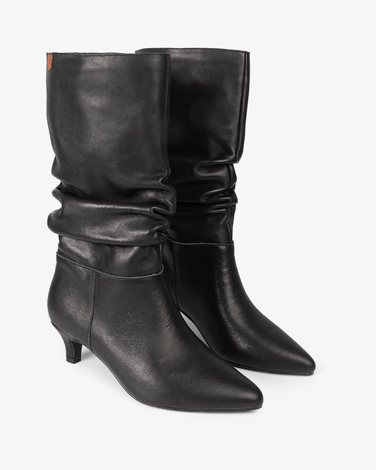 Nirvana Black Leather Mid Boot