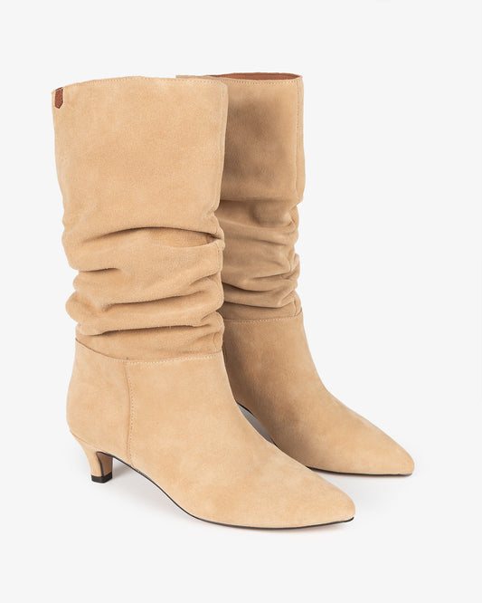 Nirvana Beige Leather Mid Boot